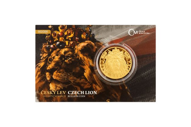 Zlatá uncová investiční mince Český lev proof číslovaný  (ČM 2022)   
