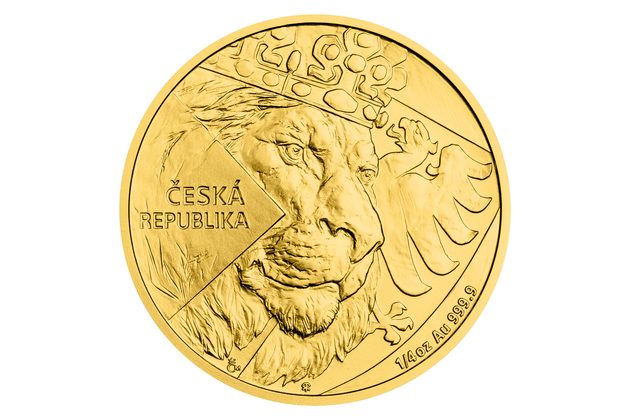 Zlatá 1/4oz investiční mince Český lev standard (ČM 2024)