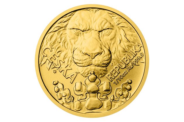 Zlatá 1/10oz investiční mince Český lev  stand (ČM 2023) 