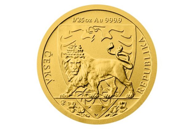 Zlatá 1/25oz investiční mince Český lev 2020 standard (ČM 2020)