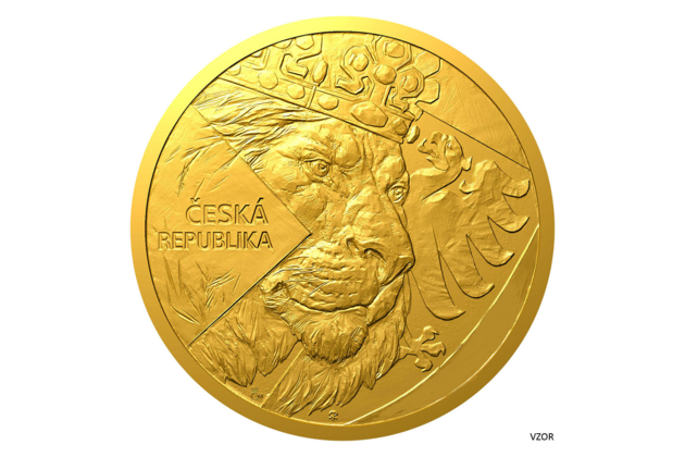 Zlatá desetiuncová investiční mince Český lev standard (ČM 2024)