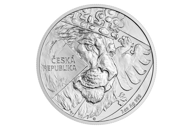 Stříbrná 2oz  investiční mince Český lev  standard (ČM 2024)