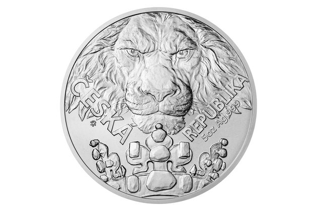 Stříbrná pětiuncová investiční mince Český lev standard (ČM 2023)