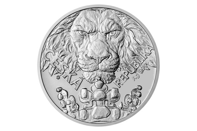 Stříbrná desetiuncová investiční mince Český lev  standard (ČM 2023)