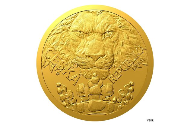 Zlatá desetiuncová investiční mince Český lev standard (ČM 2023)