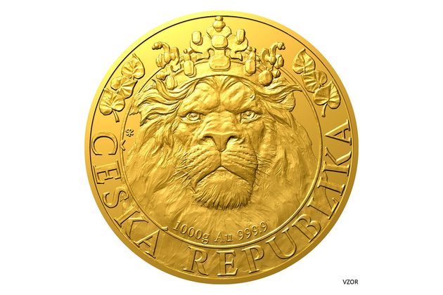 Zlatá 1/25oz investiční mince Český lev 2021 standard číslovaná (ČM 2022)