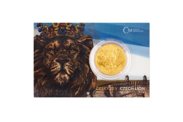 Zlatá uncová investiční mince Český lev standard číslovaná (ČM 2023)