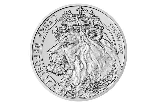 Stříbrná dvouuncová investiční mince Český lev  standard (ČM 2021)
