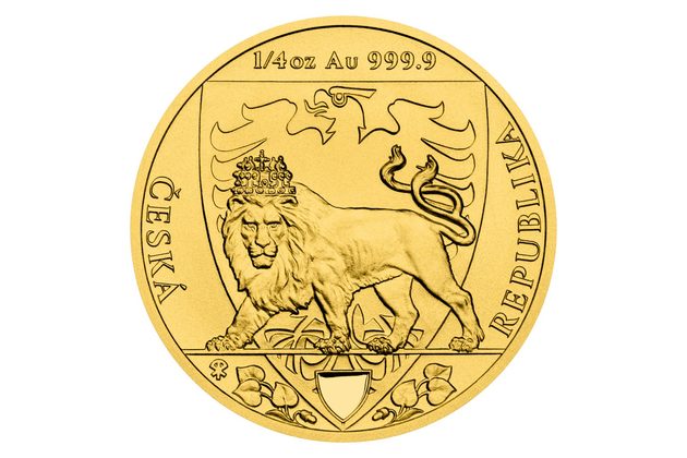 Zlatá 1/4oz investiční mince Český lev 2020 proof (ČM 2020) 
