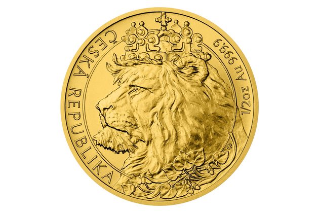 Zlatá 1/2oz investiční mince Český lev standard (ČM 2021)