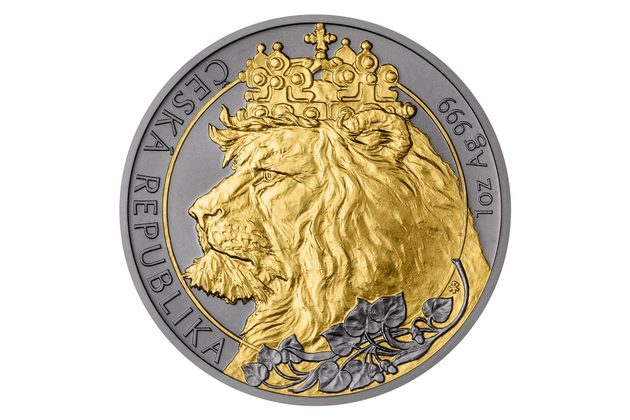 Stříbrná uncová investiční mince Český lev 2021 ruthenium selektivní pokov standard (ČM 2021)