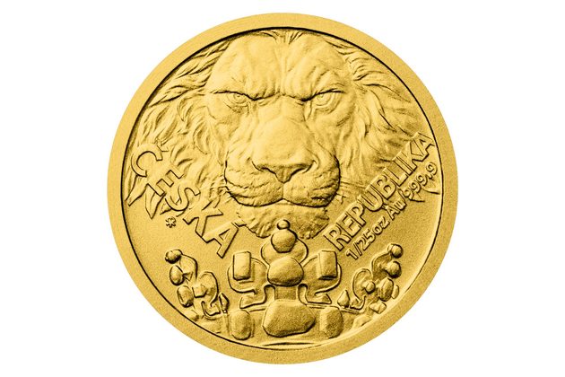 Zlatá investiční mince 1/25 oz Český lev standard (ČM 2023)