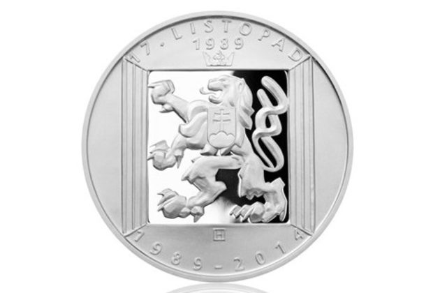 Stříbrná mince 200 Kč - 25. výročí 17. listopadu 1989 provedení proof (ČNB 2014)