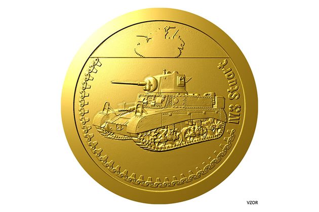 Zlatá mince Obrněná technika - M3 Stuart proof (ČM 2023) 