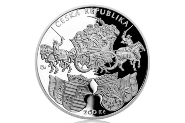 Stříbrná mince 200 Kč - 500. výročí vydání Klaudyánovy mapy provedení proof (ČNB 2018)