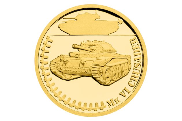 Zlatá mince Obrněná technika - Mk VI Crusader proof (ČM 2024)