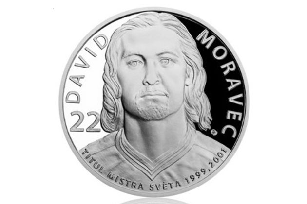 Stříbrná mince Legendy čs. hokeje - David Moravec proof (ČM 2018)