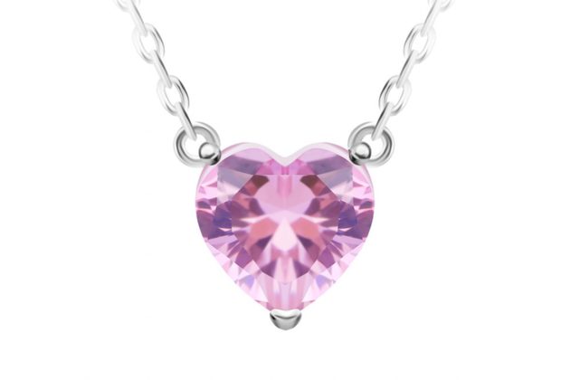 Stříbrný náhrdelník Cher, srdce s kubickou zirkonií Preciosa, růžový (5236 69)