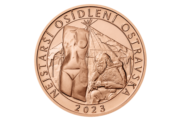 Měděná tolarová medaile Dějiny Ostravy - Osm staletí města - Nejstarší osídlení Ostravska (2023)