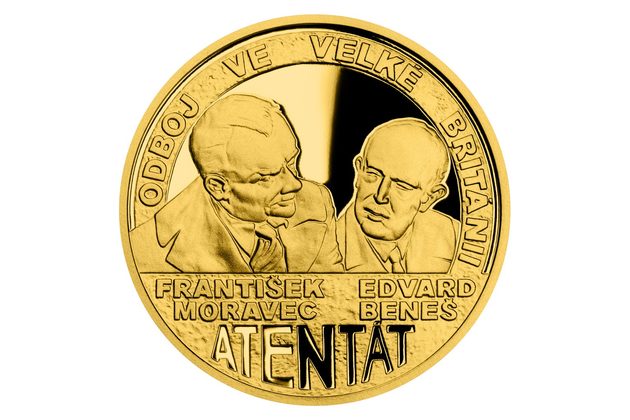 Zlatá mince Operace Anthropoid - Zahraniční odboj proof (ČM 2022)