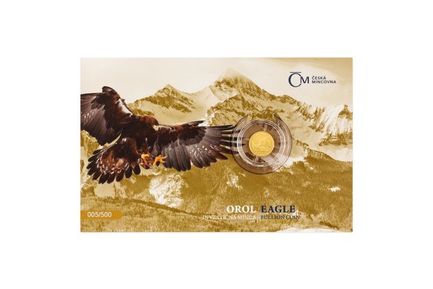Zlatá 1/25oz investiční mince Orel 2022  standard číslovaný (ČM 2022) 