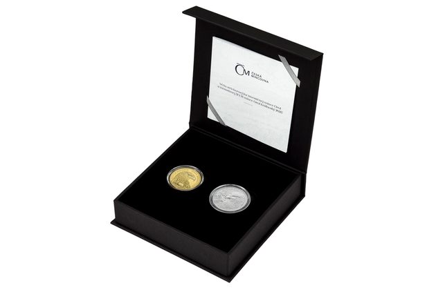 Sada stříbrné 1oz investiční mince Orel a mosazné 5 EUR mince Orel královský 2025 standard (ČM 2025)