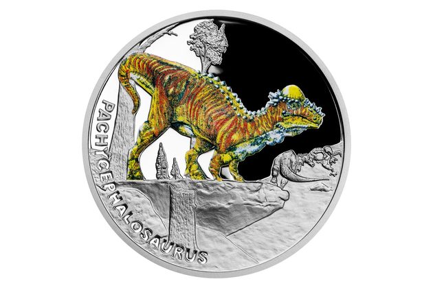 Stříbrná mince Pravěký svět - Pachycephalosaurus proof (ČM 2022)   