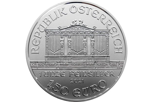 Stříbrná uncová mince Wiener Philharmoniker - 1,5 EURO provedení standard (MÖ 2021)