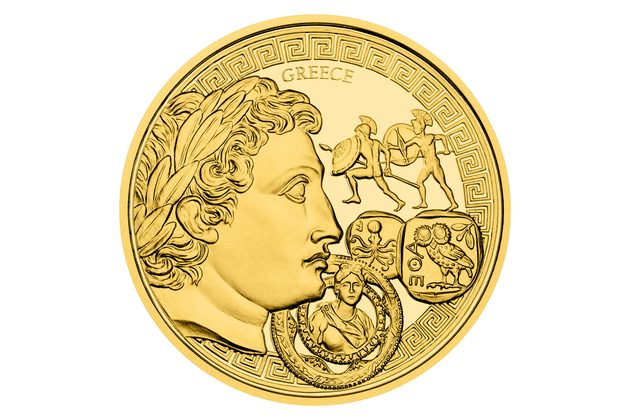 Zlatá půluncová mince Historie zlata - Poklady starověkého Řecka proof (ČM 2026)
