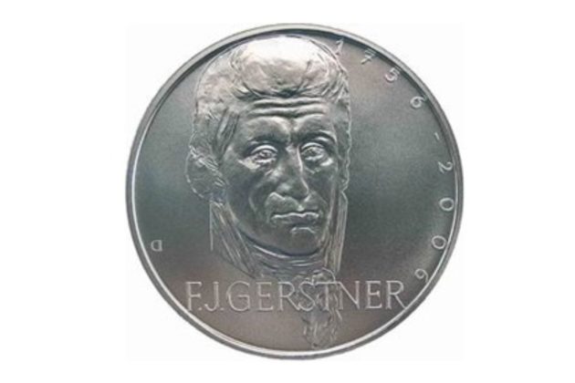 Stříbrná mince 200 Kč - 250. výročí narození F.J.Gerstnera a 200. výročí zahájení výuky na pražské polytechnice proof (ČNB 2006)
