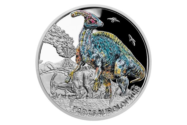 Stříbrná mince Pravěký svět - Parasaurolophus  proof (ČM 2023)