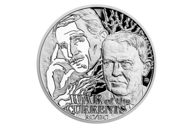Stříbrná mince Nikola Tesla - Válka proudů proof (ČM 2023) 