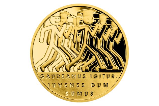 Zlatý dukát Latinské citáty - Gaudeamus igitur - Radujme se proof (ČM 2022)