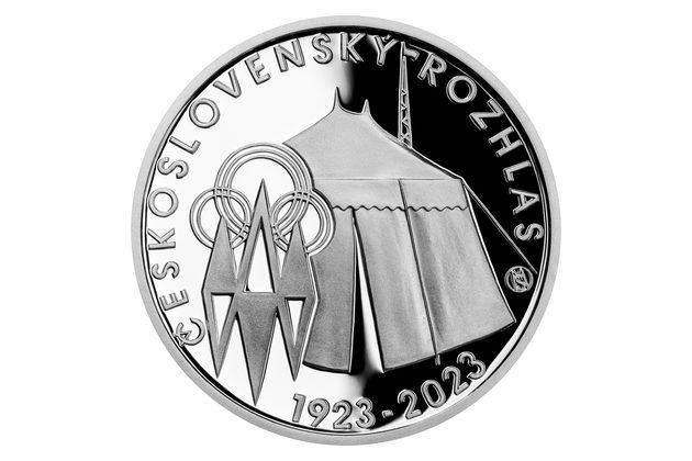 Stříbrná mince 200 Kč - 100. výročí zahájení pravidelného vysílání československého rozhlasu proof (ČNB 2023)