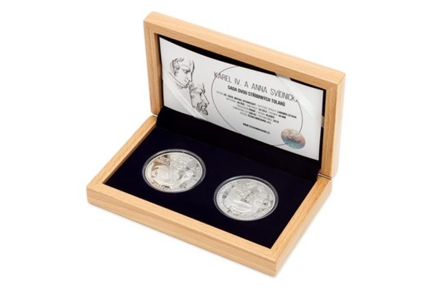 Sada dvou tolarů Královské dvojice - Karel IV. a Anna Svídnická proof (ČM 2019)