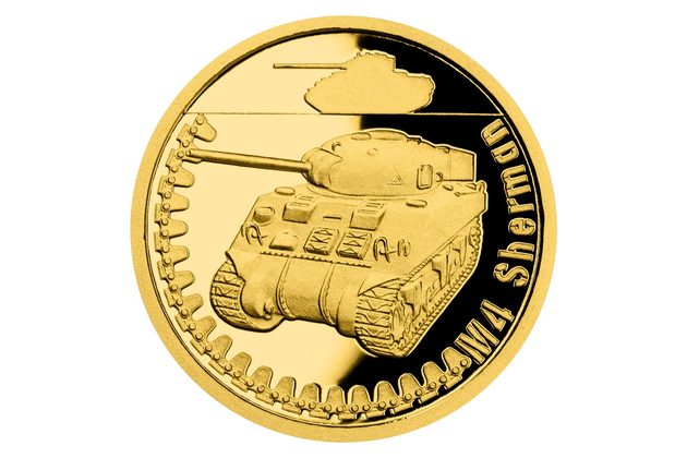 Zlatá mince Obrněná technika - M4 Sherman proof (ČM 2022)  