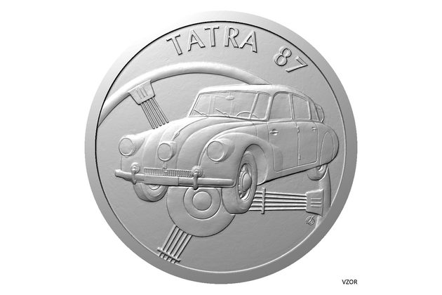 Stříbrná mince Na kolech - Osobní automobil Tatra 87 proof (ČM 2022)