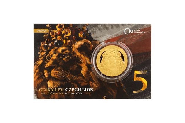Zlatá uncová investiční mince Český lev proof číslovaný VÝROČÍ (ČM 2022)  