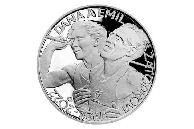 Stříbrná mince 200 Kč - 100. výročí narození Dany a Emila Zátopkových proof (ČNB 2022)