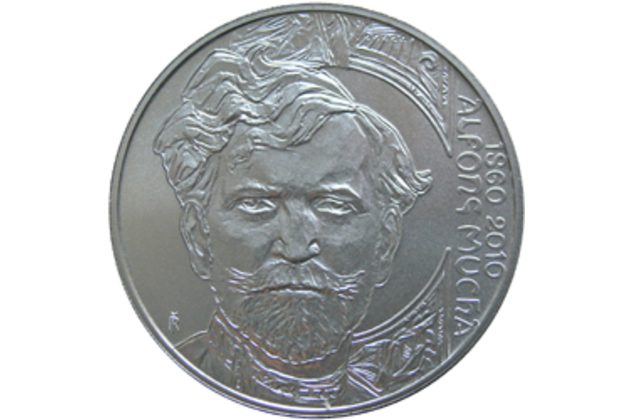 Stříbrná mince 200 Kč - 150. výročí narození Alfonse Muchy provedení standard (ČNB 2010)