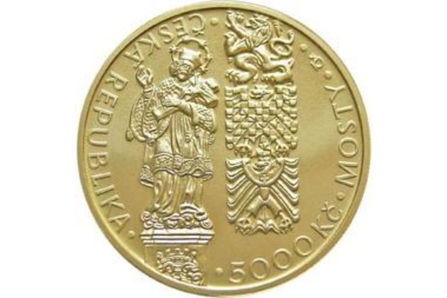 Zlatá mince 5.000 Kč Mosty ČNB - Gotický most v Písku provedení proof (ČNB 2011)(F)