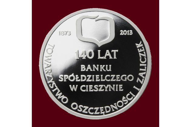 Stříbrná medaile 140 let Družstevní banky v Těšíně provedení proof (GT 2013)