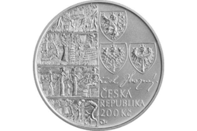 Stříbrná mince 200 Kč - 100. výročí rozluštění chetitštiny Bedřichem Hrozným standard (ČNB 2015)