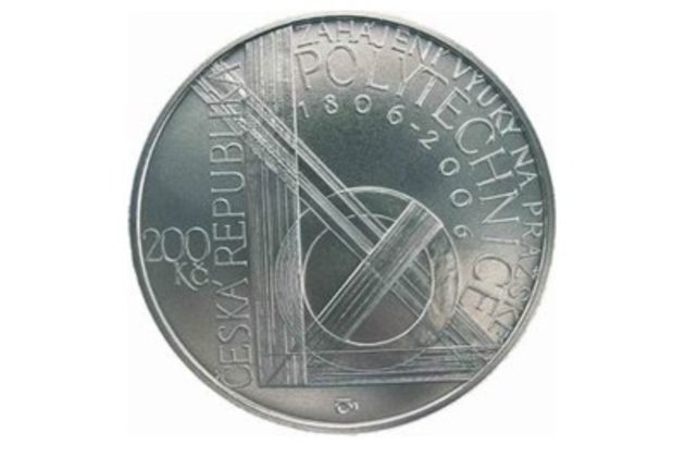 Stříbrná mince 200 Kč - 250. výročí narození F.J.Gerstnera a 200. výročí zahájení výuky na pražské polytechnice standard (ČNB 2006)