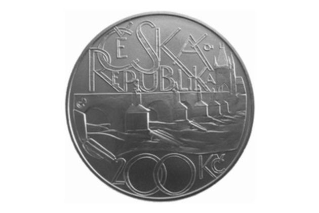 Stříbrná mince 200 Kč - 650. výročí položení základního kamene Karlova mostu standard (ČNB 2007)