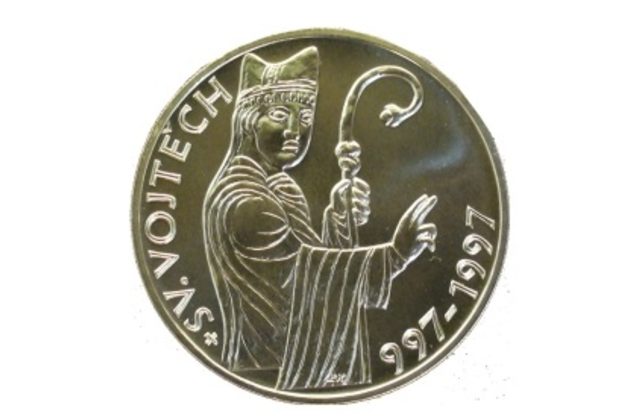 Stříbrná mince 200 Kč - 1000. výročí úmrtí sv. Vojtěcha provedení proof (ČNB 1997)