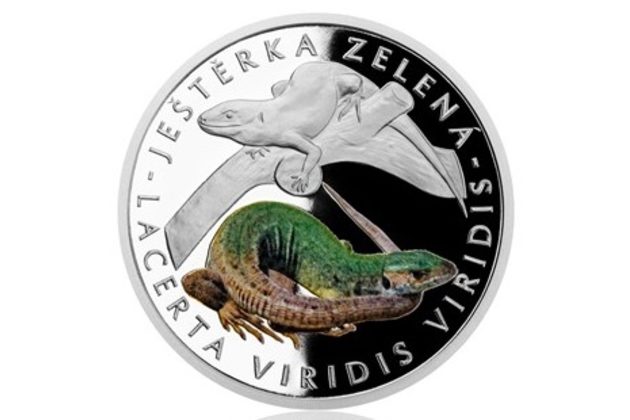 Stříbrná mince Ohrožená příroda - Ještěrka zelená provedení proof (ČM 2017)