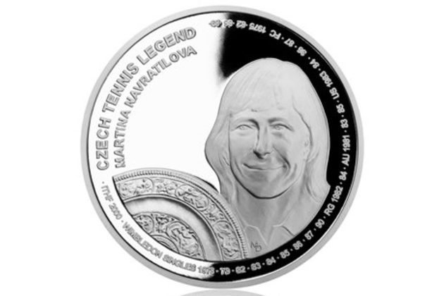 Stříbrná mince České tenisové legendy - Martina Navrátilová provedení proof (ČM 2018)